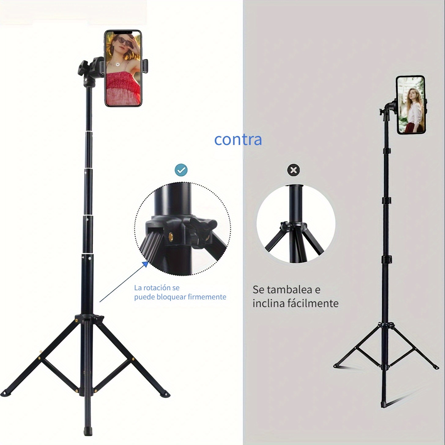 Soporte de trípode para iPhone de 67 pulgadas [montaje de rotación de 360°  y resistente] Soporte de trípode para teléfono celular con control remoto