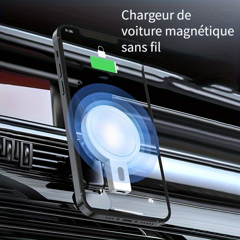 Chargeur de voiture magnétique sans fil, charge rapide, compatible