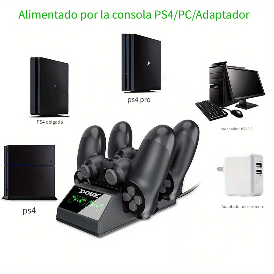  BESTYMXY Cargador de controlador PS4, base de cargador para  controlador Playstation 4, estación de carga PS4, estación de carga con  indicador LED, cable micro USB para Dualshock 4 : Videojuegos