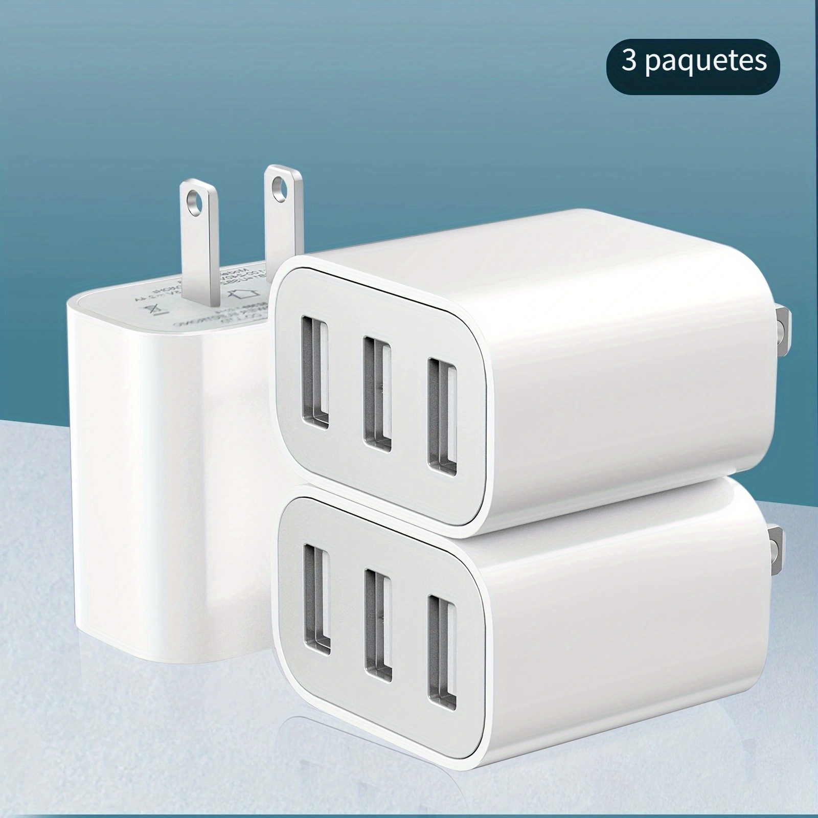  Enchufe USB, paquete de 2 cargadores de pared USB de 15 W, 3  puertos, Amoner 2023, bloque de cargador USB actualizado, adaptador para  iPhone 14, 13, 12, 11, X, SE, XS