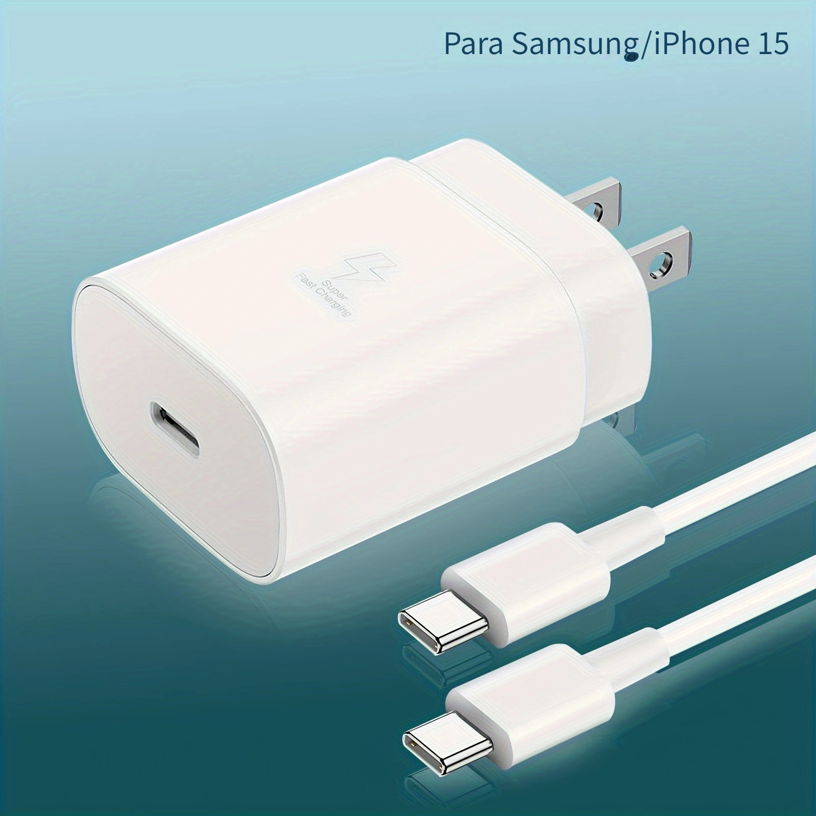 Cargador tipo C de 15 W de carga rápida, paquete de 2 cargadores USB C  Android para teléfono cargador de pared y cable de 10 pies para Samsung  Galaxy
