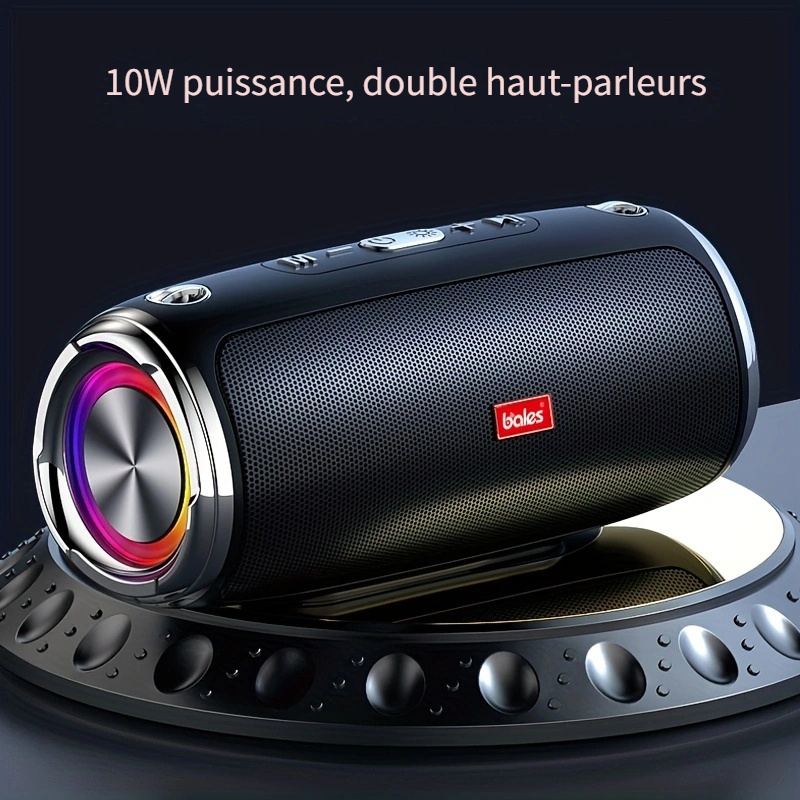 DOSS Enceinte Bluetooth Portable, Enceinte sans Fil avec Bass Puissantes,  Étanche IPX6, Double Appairage Stéréo, Lumière LED, Haut-Parleur pour Phone