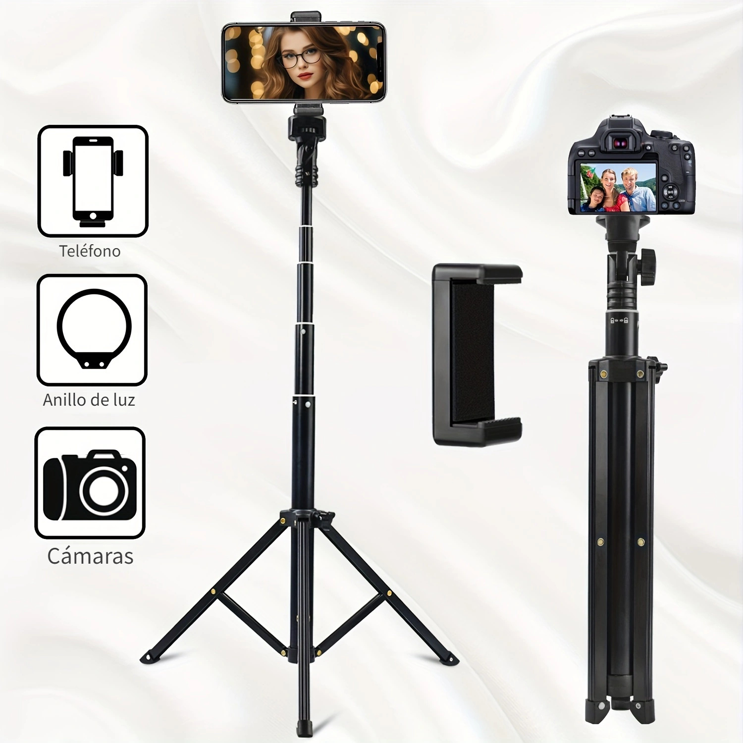  Soporte de trípode para cámara de 67 pulgadas, trípode para  tableta para iPad iPhone, trípode de aluminio para teléfono celular con  control remoto/soporte para teléfono, trípodes DSLR de viaje para 