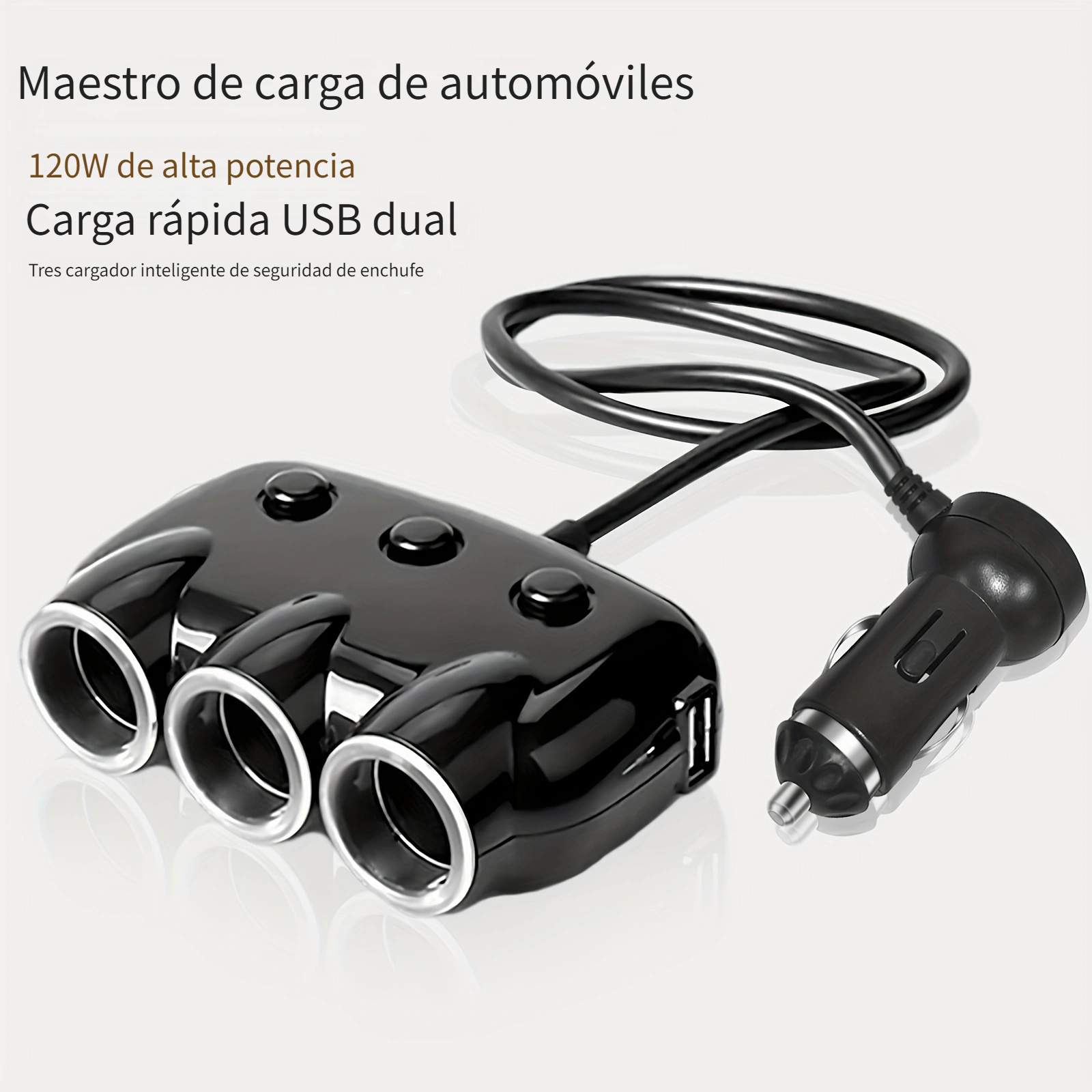 Cargador Coche Usb Dual Luz Carga Cable Grabadora Conducción - Temu Mexico
