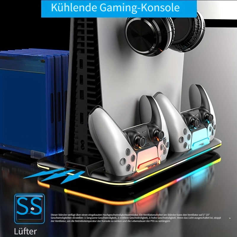 Controller Ladegerät LED Dock Kühler Für Sony PS5 Konsole Unterstützung  Basis Spiel Controller Halterung Gaming Zubehör