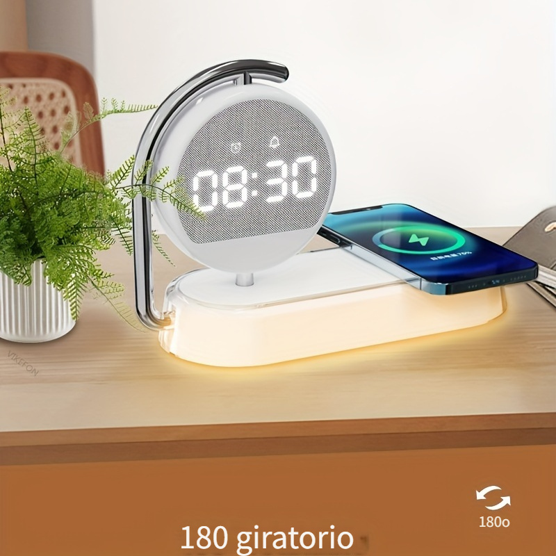 Cargador Inalámbrico con Soporte para Reloj, Lámpara LED, Luz