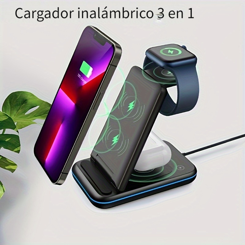 Base Cargador Celular - Para iPhone-Android - Air Pods- Smart Watch - 3 en  1 - Articulos deportivos