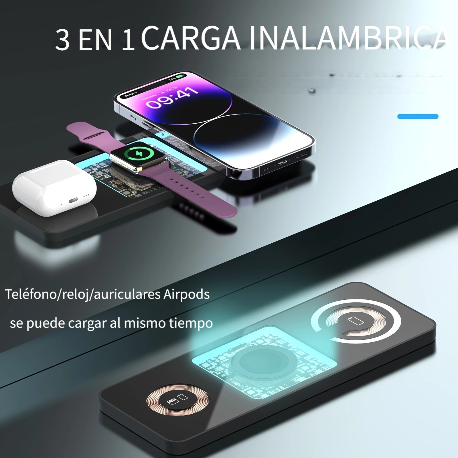 Estación Carga Inalámbrica 3 En 1 Plegable Compatible Iphone - Temu