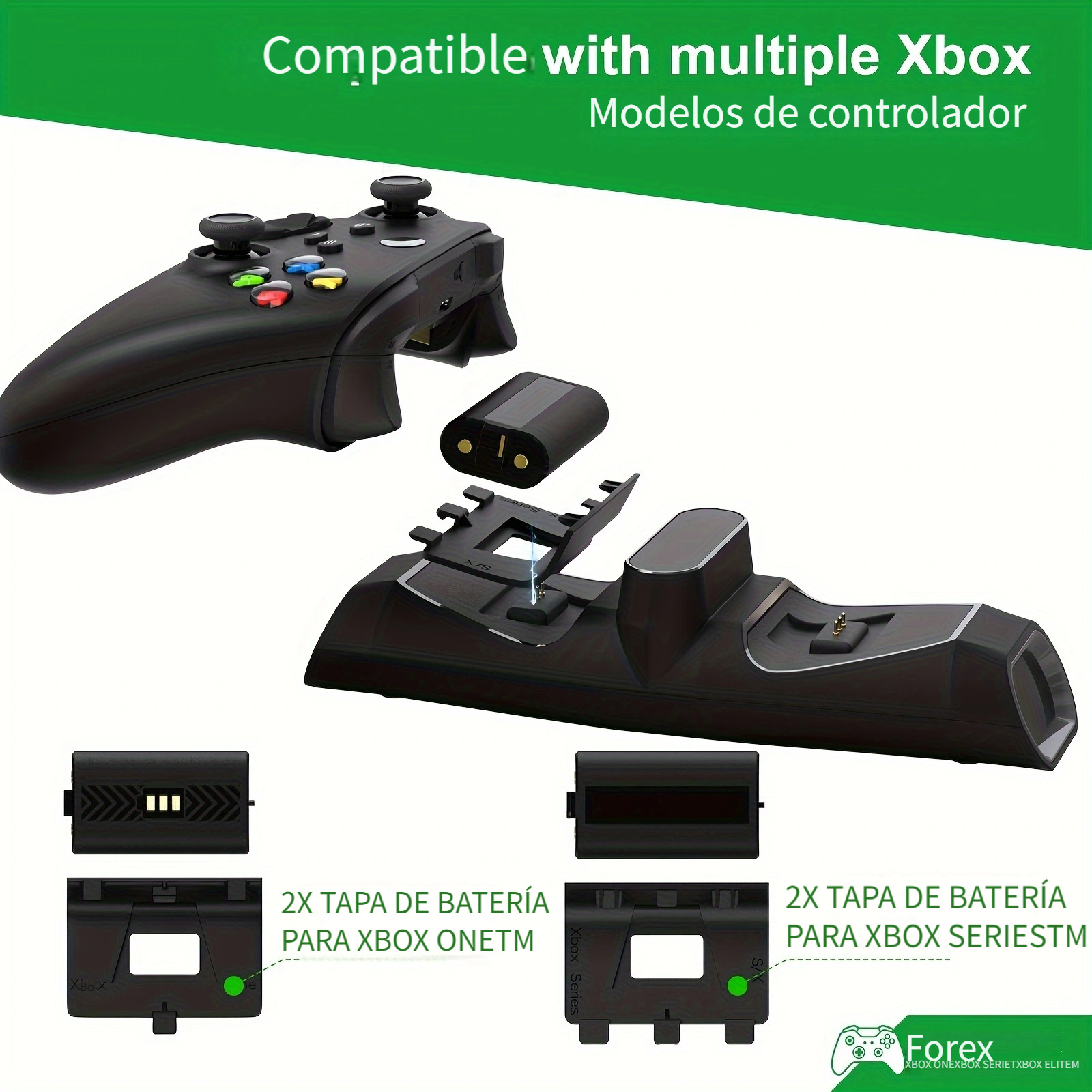 Paquetes de baterías recargables para Xbox One/Xbox Series X  S, paquetes  de baterías de control Xbox One de 1500 mAh, baterías recargables con  cargador para Xbox One/One S/One X/One Elite 