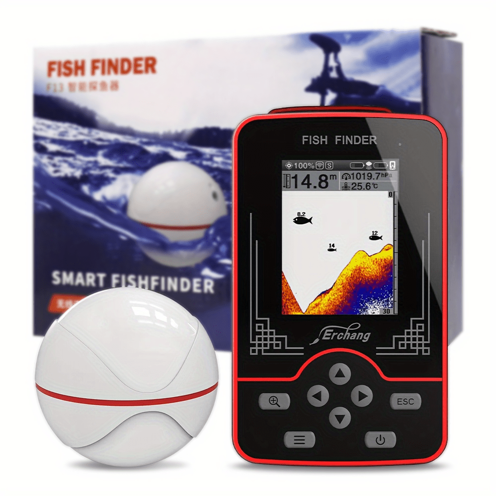 Outdoor Erchang F12 Digital Handle Fish Finder Echo Sounder 100M Depth  Portable Waterproof Sonar For Winter Ice Fishing New