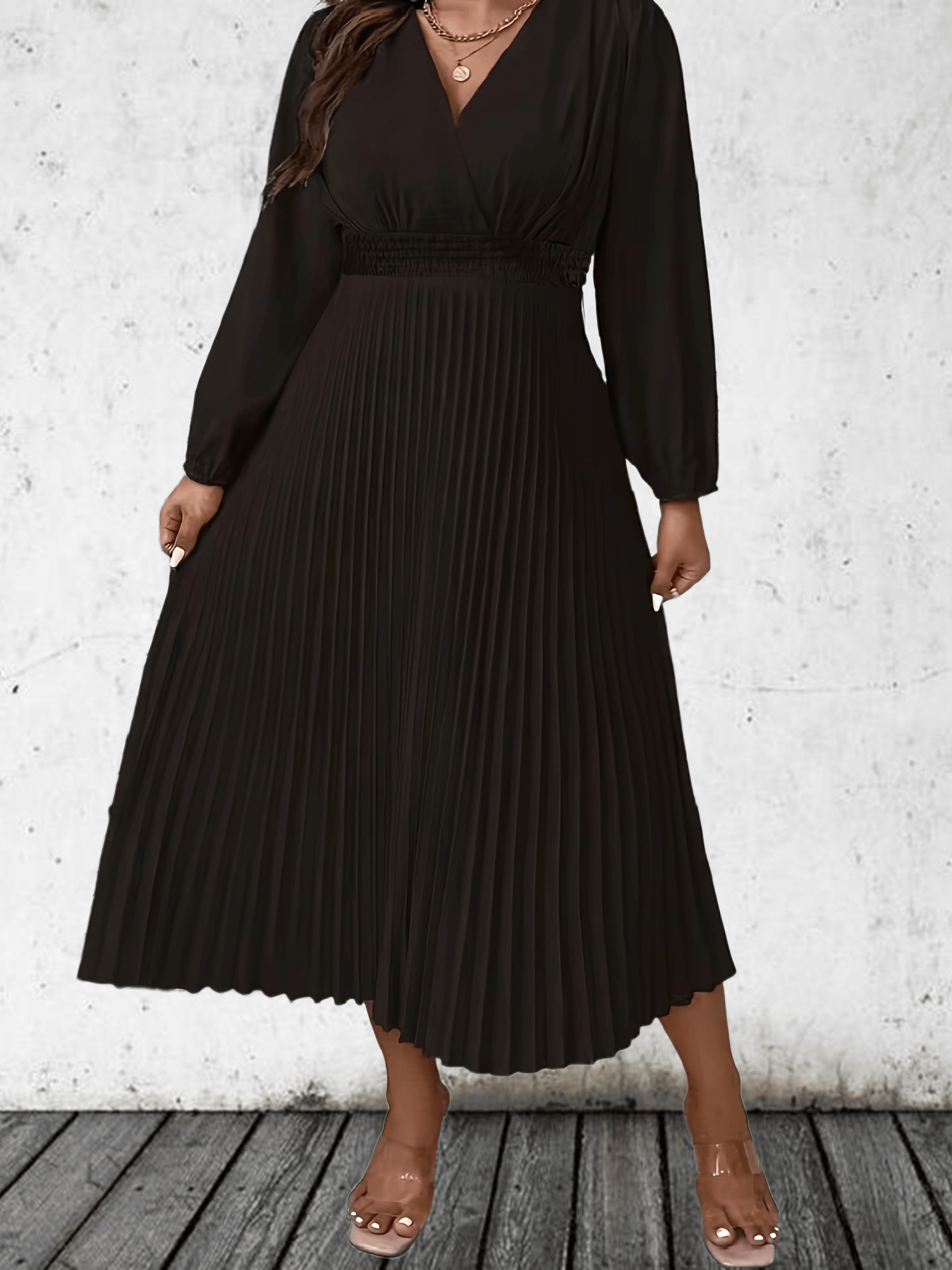 Plus Size Pleated Dress - Temu