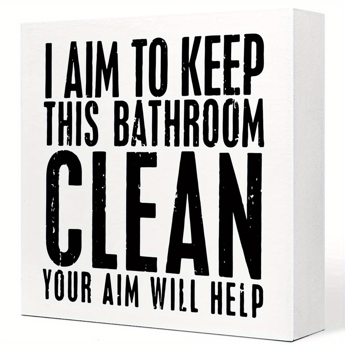 

1pc, Funny Bathroom Signs, Clean You Aim Will Help Box Sign, Primitive Decor, Office Desk Decorations Office, Bathroom Shelf Decor, Funny Office Decor, Humor For Home Bedroom Living Room