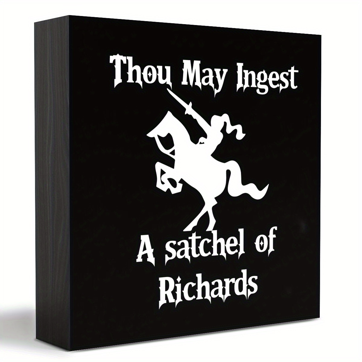 

1pc, Sarcastic Kitchen Wooden Box Sign, Desk Decor, Rustic Funny Thou May Ingest A Satchel Of Richards Wood Block, Plaque Box Sign For Home Living Room Shelf Table Decoration