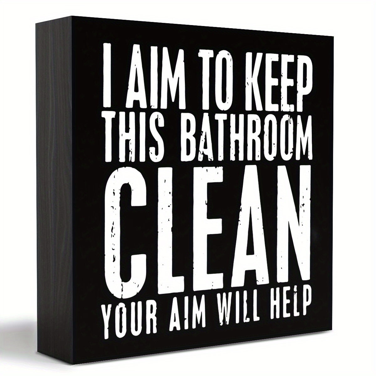 

1pc Funny Bathroom Signs Clean You Aim Will Help Box Sign, Primitive Decor Office Desk Decorations Office, Bathroom Shelf Decor, Funny Office Decor Humor For Home Bedroom Living Room