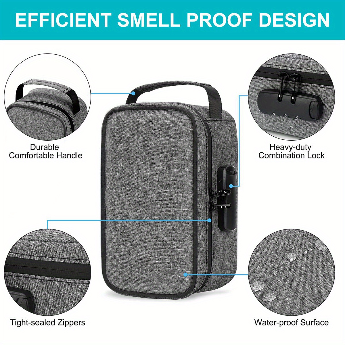 Large Smell Proof Bag Combination Lock Odor Proof Storage Temu