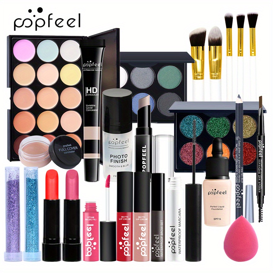  Fenshine All In One Makeup Kit for Women, Full Makeup Gift Set  for Beginners, Makeup Essential Starter Bundle Include Eyeshadow Palette  Lipstick Eyebrow Pencil Brush Set (Type C) : Beauty