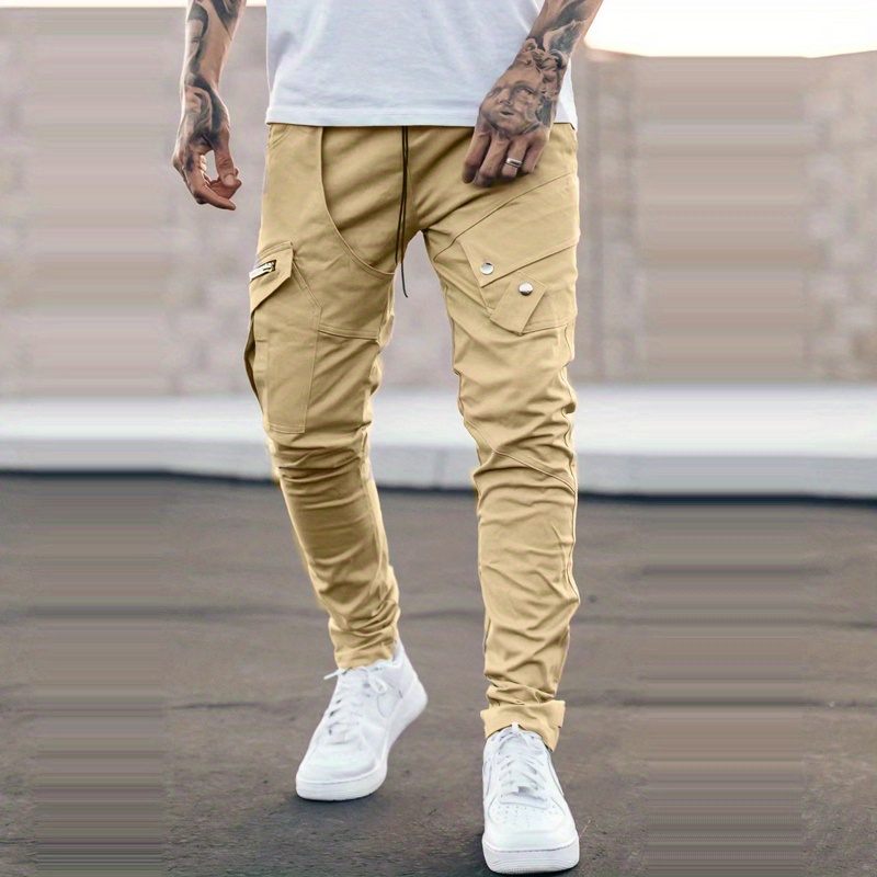 Khaki Cargo Pocket Detail Pants, Pants