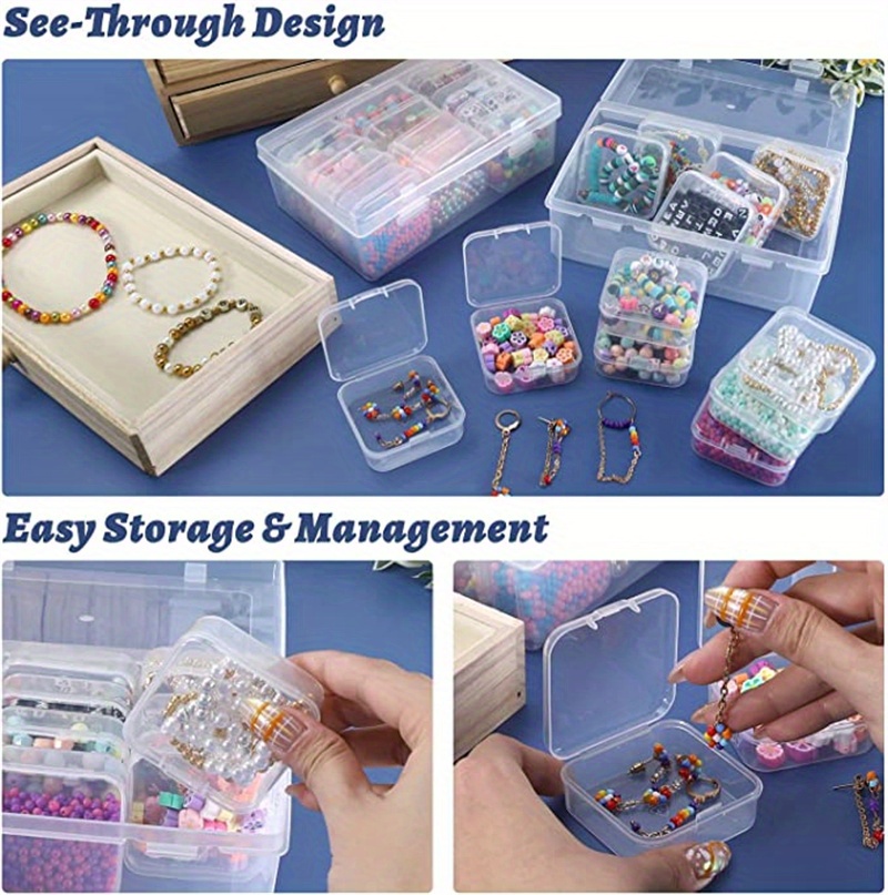 1pc Mini Desktop Storage Box - Hinged Plastic Case for Jewelry, Hardware,  Game Pieces, Crafts, Tiny Beads and More - 2 Grids for Organized Accessibili