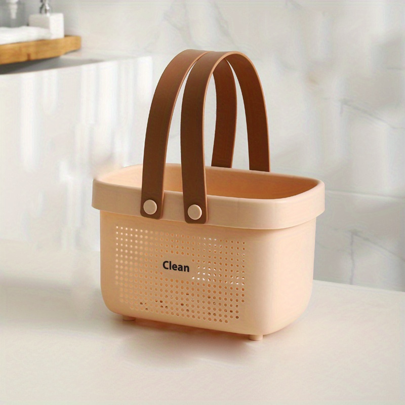 Solid Color Storage Basket With Handle, Fashion Bath Basket