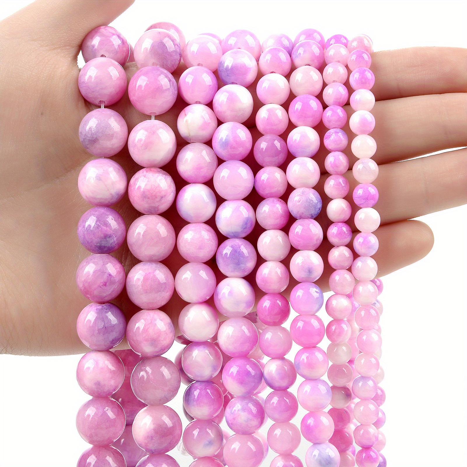 Natural Stone Purple Persian Jade Beads Round Loose Beads - Temu