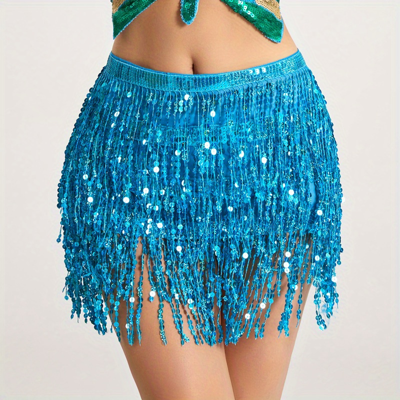 Hip Scarf Belly Dance Belt Sequins Waistband Beads Fringes Dance Accessories