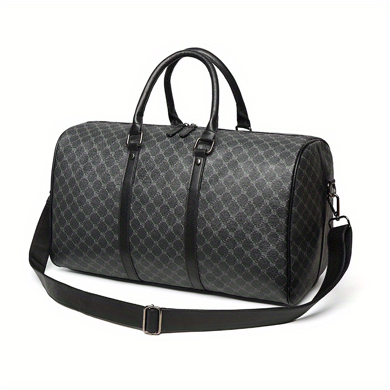 Mens Fashion Duffel Bag Black Leather Travel Bag Ladies Large