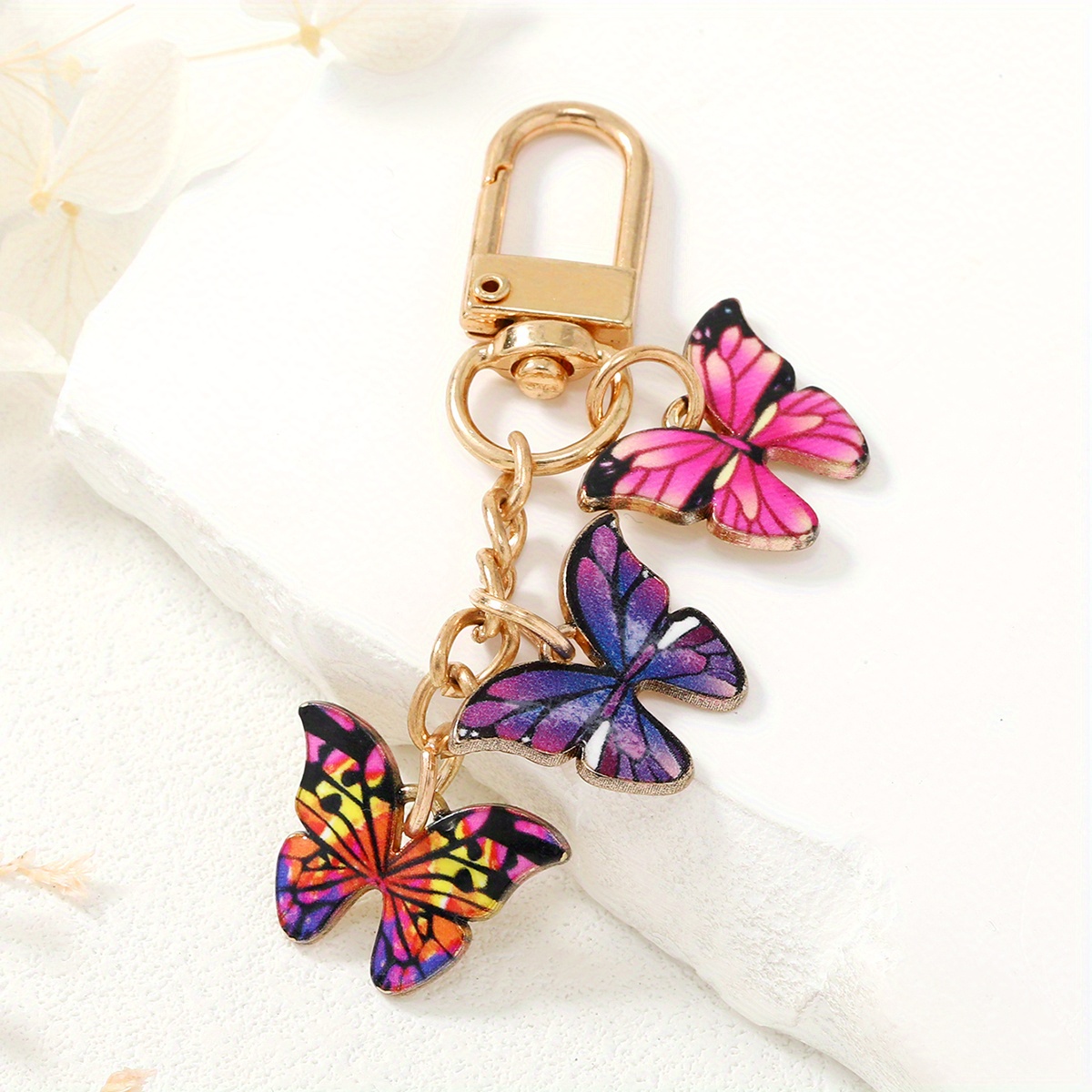 1pc boho butterfly dragonfly keychain cute animal key ring purse bag backpack car charm earphone accessory women gift style1 10