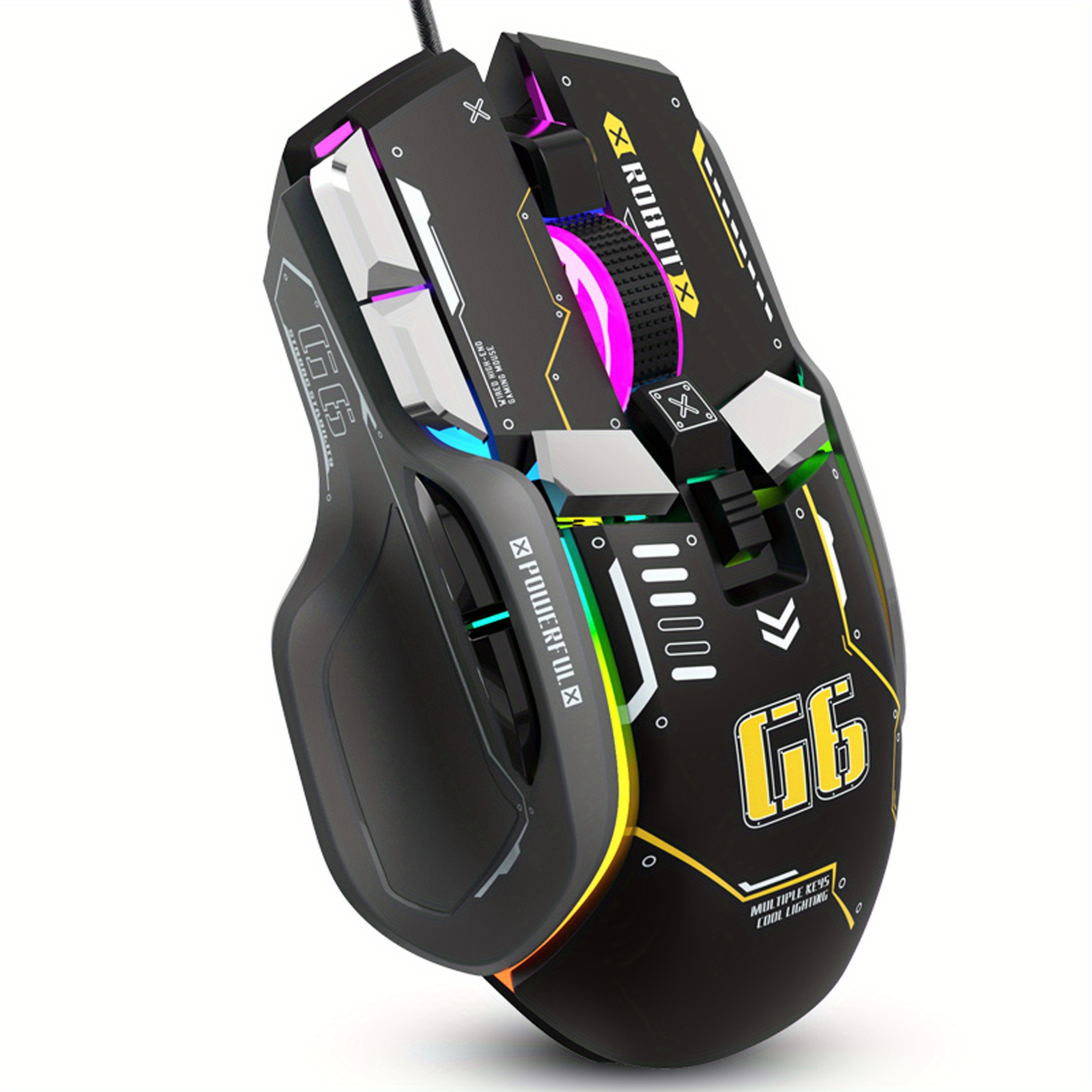 Magazine Gaming Mouse Wired, USB Optical Computer Mice Computer RGB  Luminous Macro Program Cable TV Bidding Mouse Fan Cooling Ergonomic Gamer  Laptop