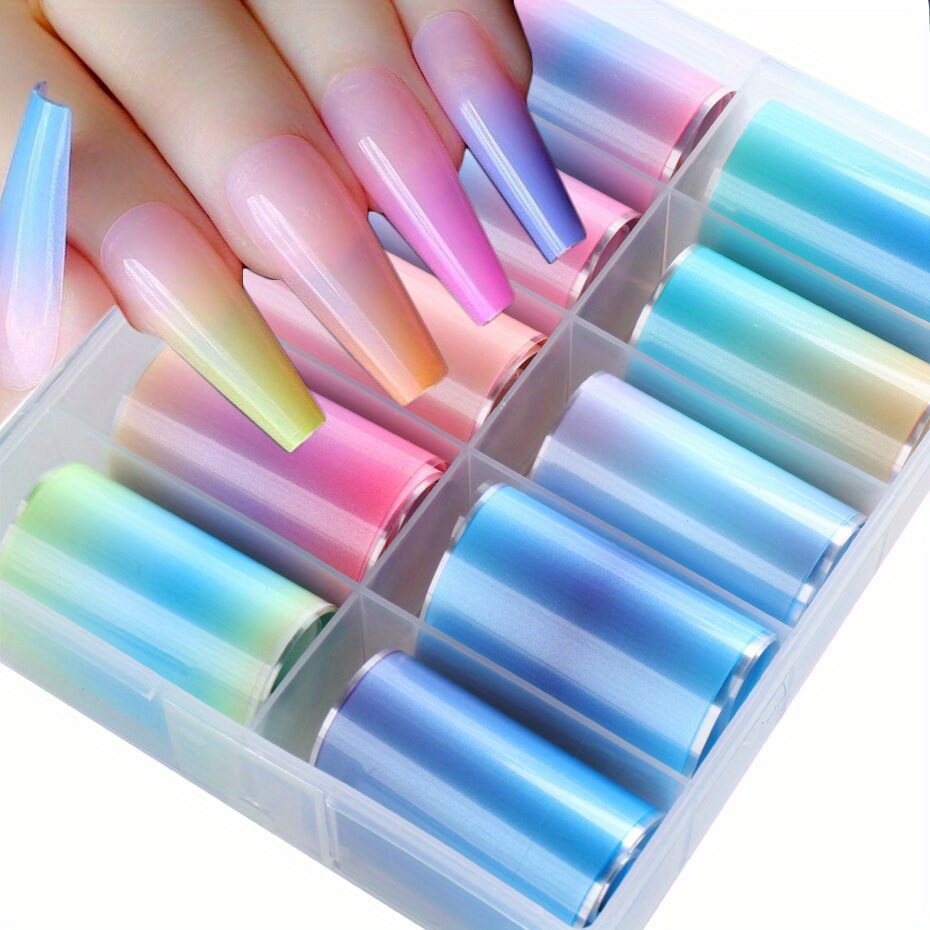 Brighten Nails Neon Color Foil Nail Wraps Nail Art Supplies Temu New