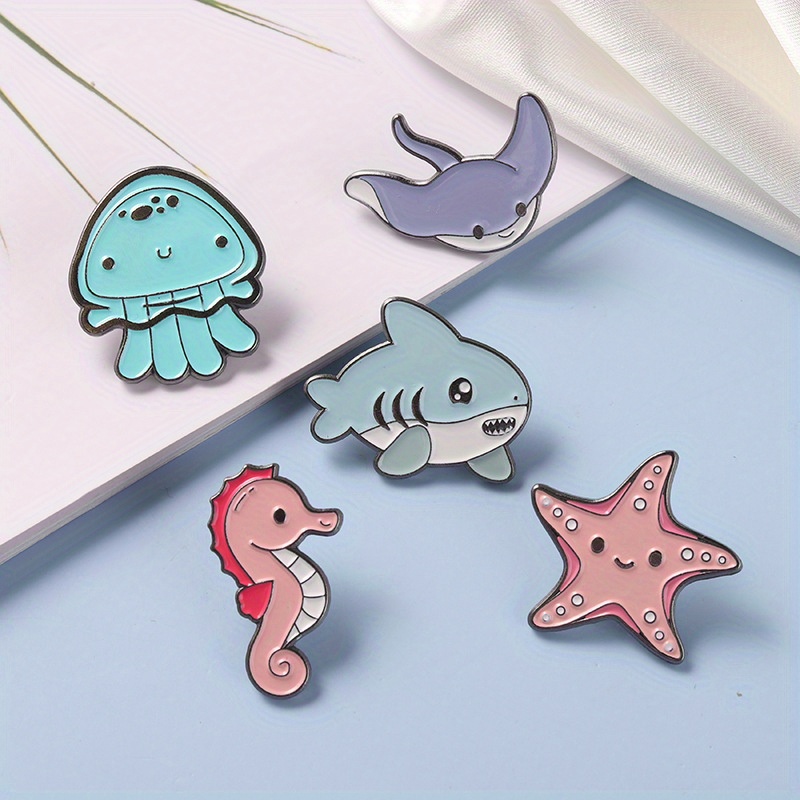 Sea Animal Series Alloy Brooch Cartoon Cute Whale Shark Enamel Pin