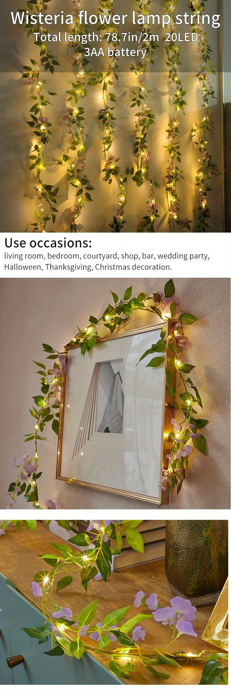 Led Wisteria Decor String Light ( 20 Led) Flower - Temu