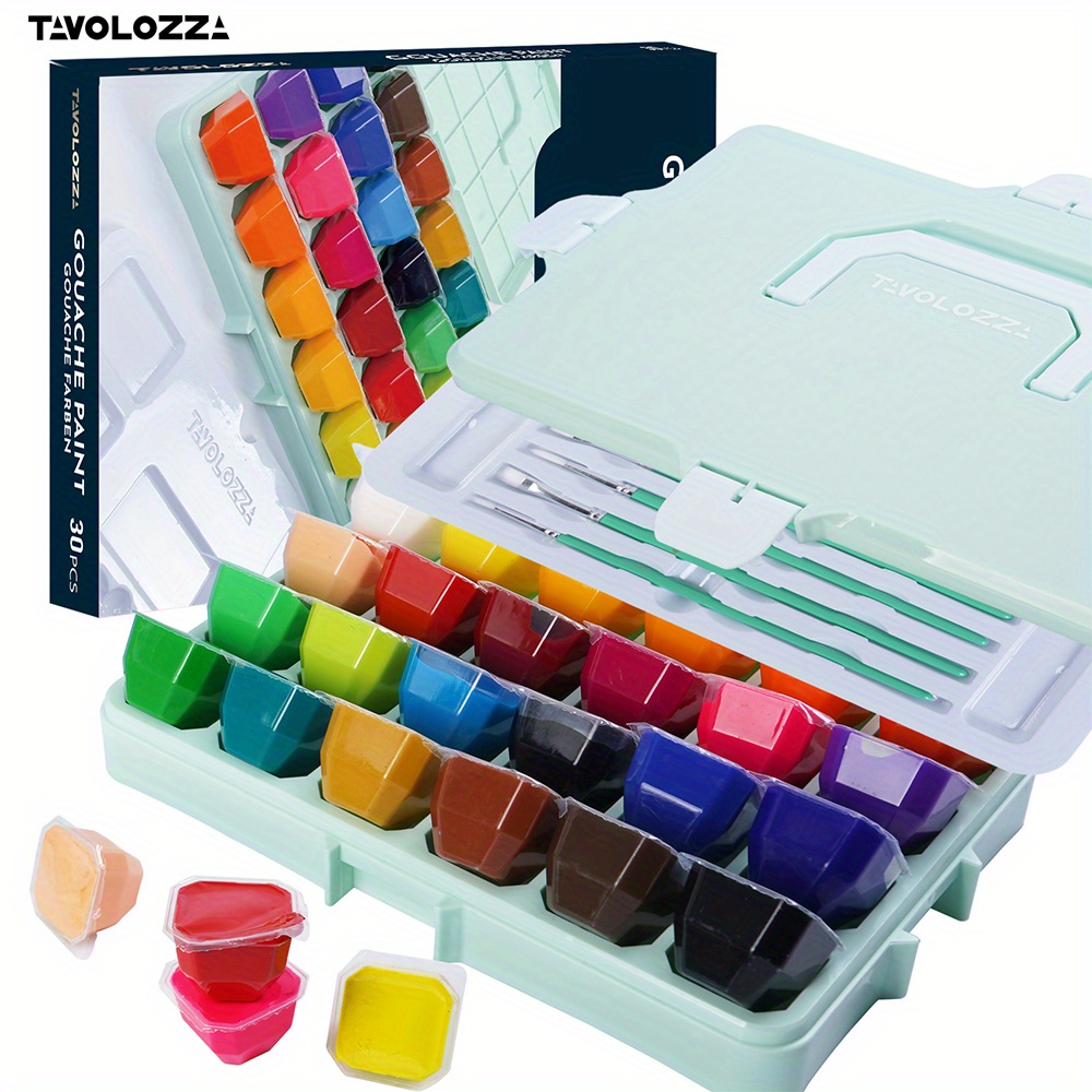 PENTRISTA Portable Gouache Paint Set with 18 Vibrant Colors in Jelly Cups,  Washable Gouache Paint Set Ideal for Students, Beginners, Professionals