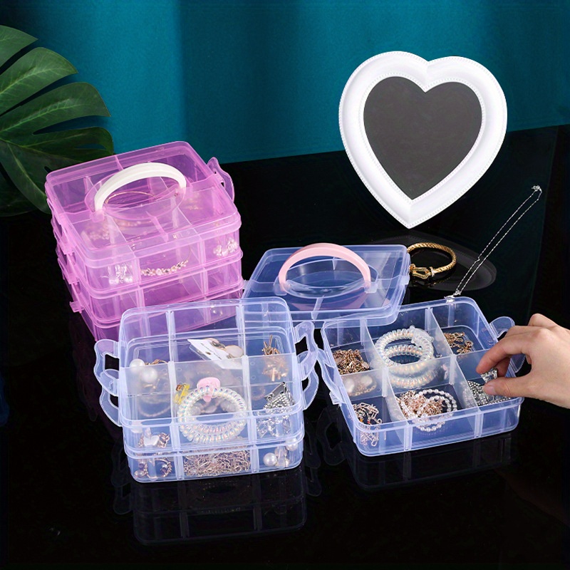18/30 Grids Three Layer Plastic Storage Box Kids DIY Scrapbooking  Stationery Container Transparent Craft Paper Organizer - AliExpress