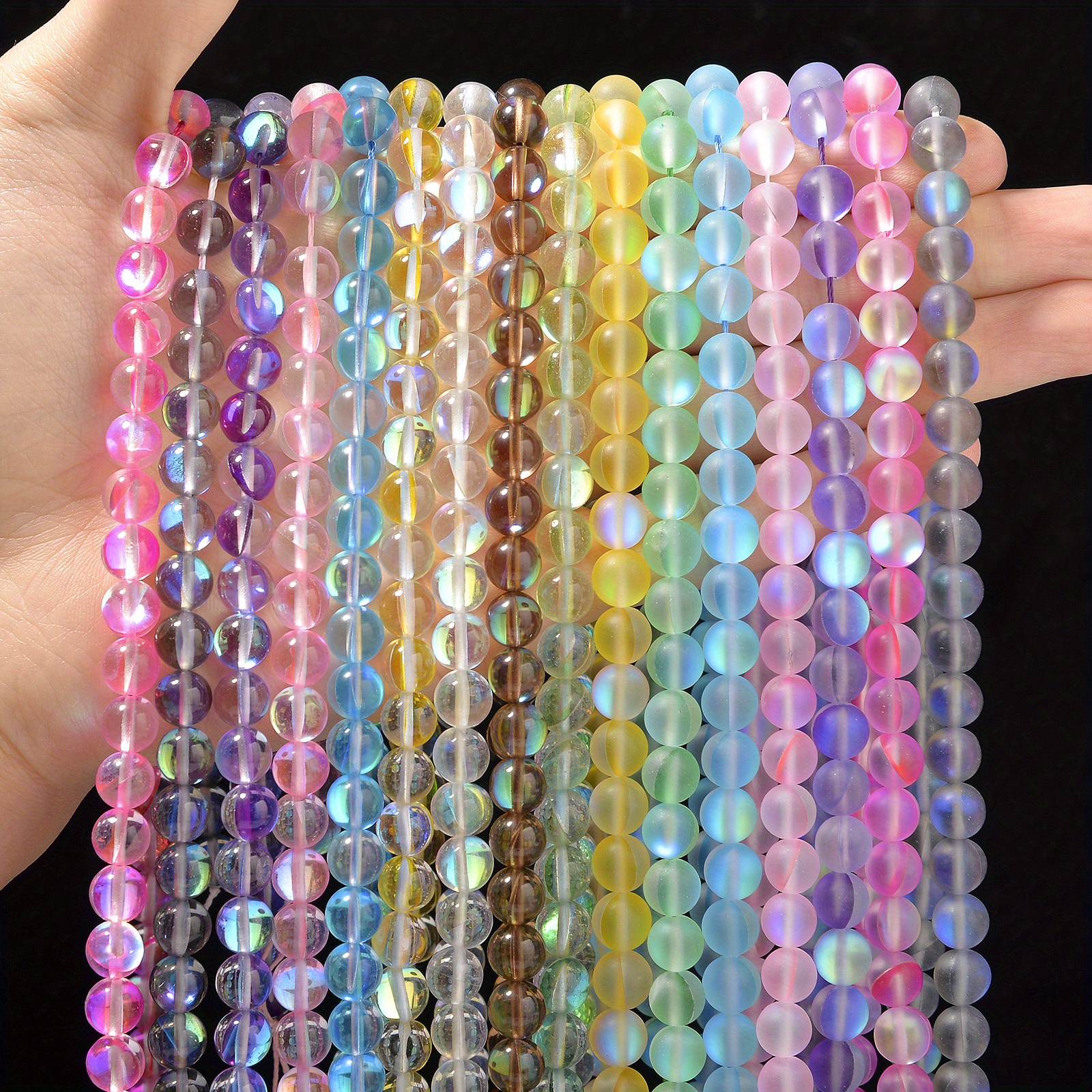 Frosted Aurora Crystal Glass Beads Mixed Colors Glitter - Temu