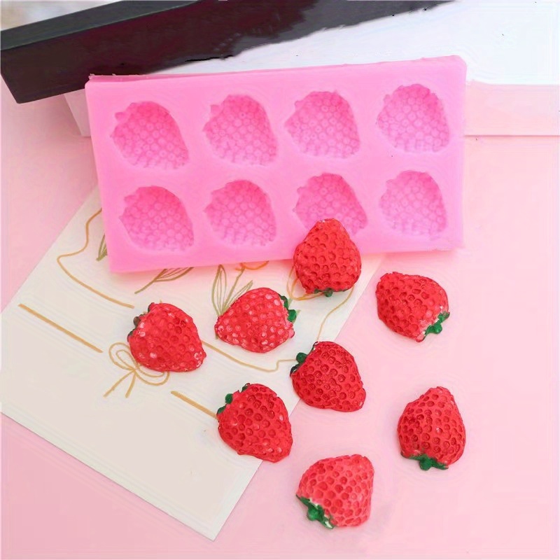 3d Silicone Strawberry Cherry Chocolate Mold For Diy Cake - Temu