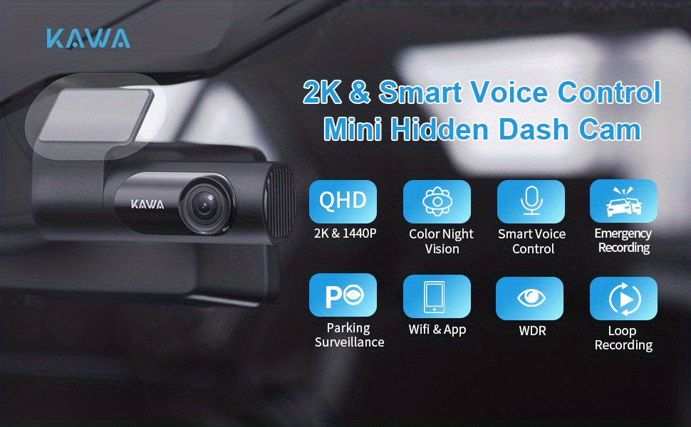 Dashcam Auto, KAWA 2K 1440P Voll QHD, 360 Grad, App Steuerung NEU