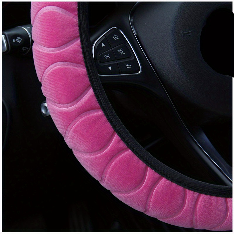 Auto-Lenkradabdeckung aus Silikon, rutschfest, verschleißfest, mit konkaven  Punkten, Größe: 34-38 cm (Rose Red)