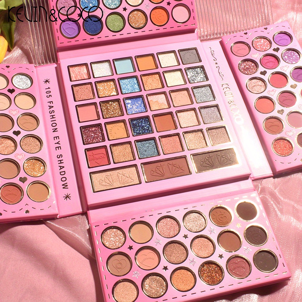 105 Color Eyeshadow Palette Matte Glitter Brighten Skin Temu