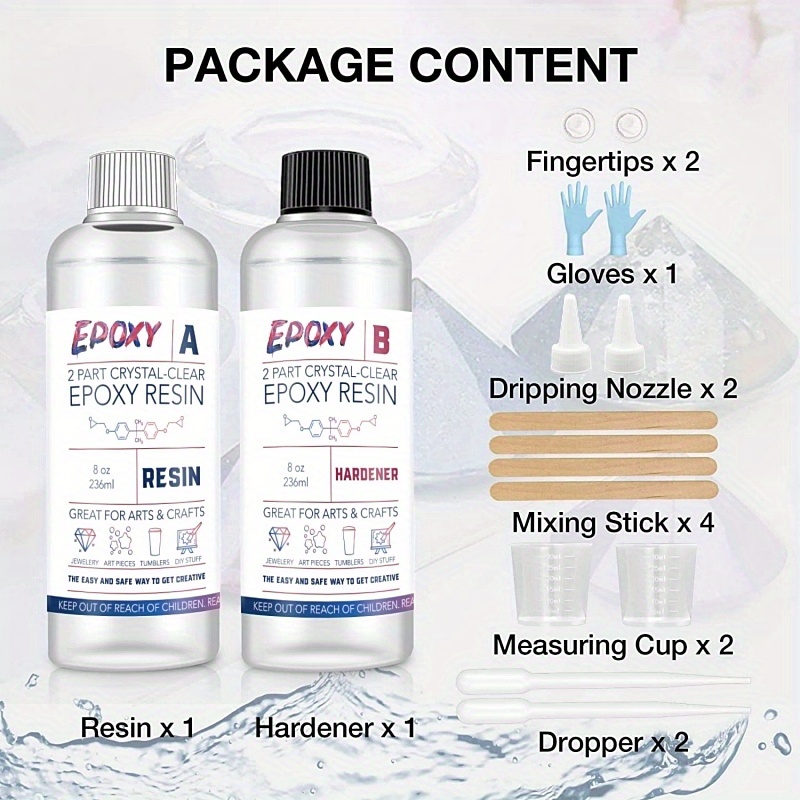  Epoxy Resin Kit for Beginners - 15.5 FL.OZ. Crystal Clear  Casting and Coating Epoxy Resin for Jewelry Making, Art, Crafts, Tumblers,  River Tables, UV Resistant, Easy Mix 1:1 Resin Epoxy Kit 