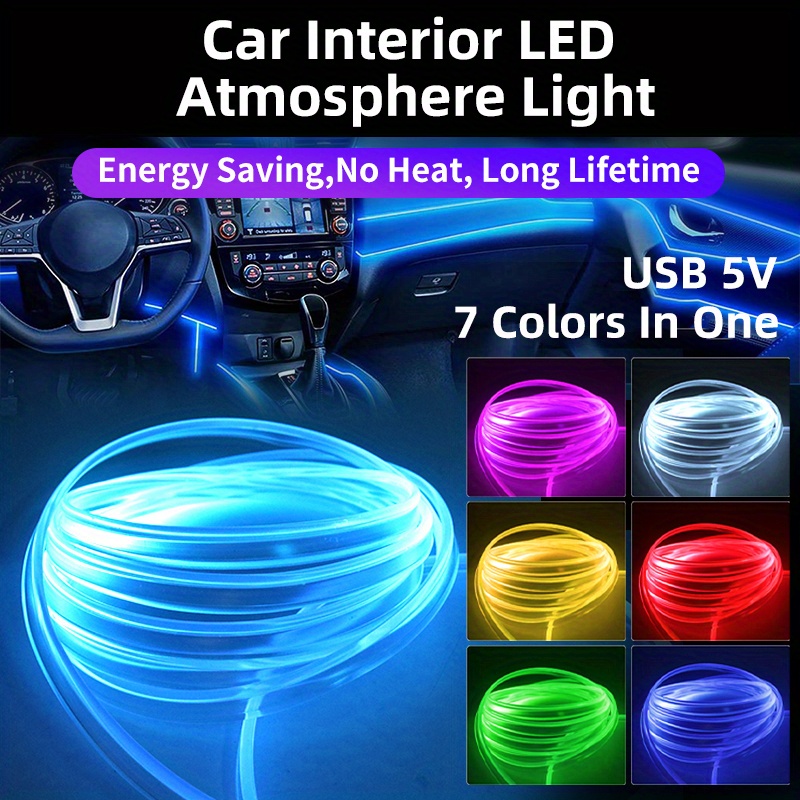 Multi color Car Interior Led Strip Lights Rgbic El Wires - Temu