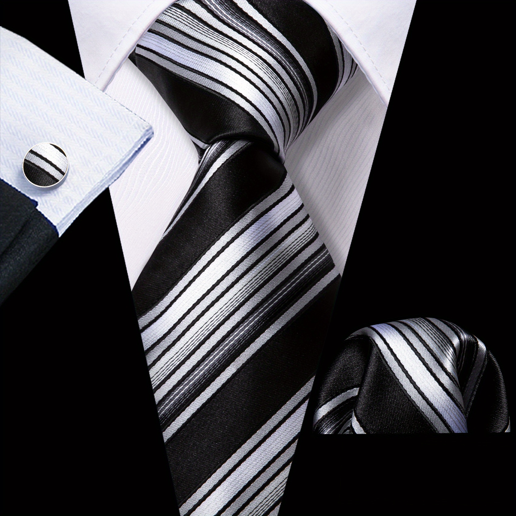 Barry Wang Stripe Necktie Set