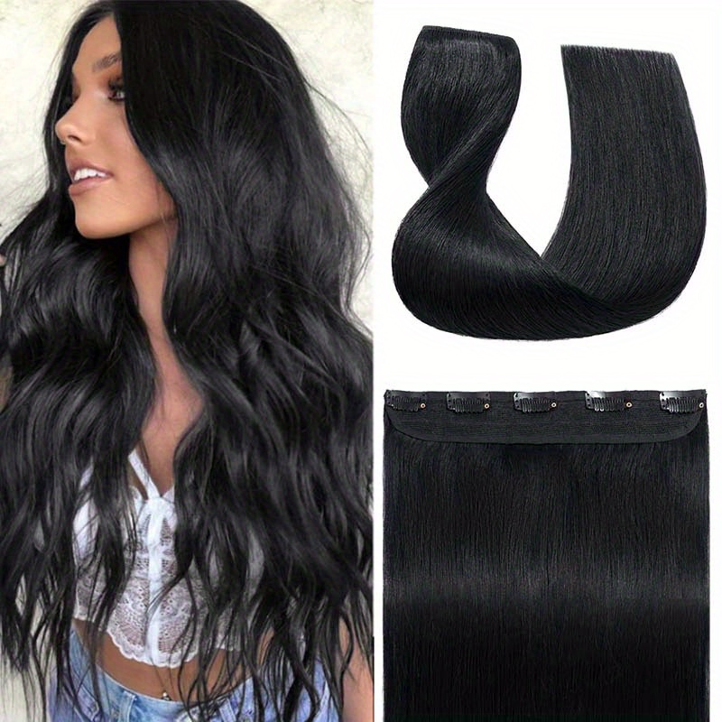 5 Clips In Straight Hair Extensions Synthetic Fiber Hair Temu New Zealand