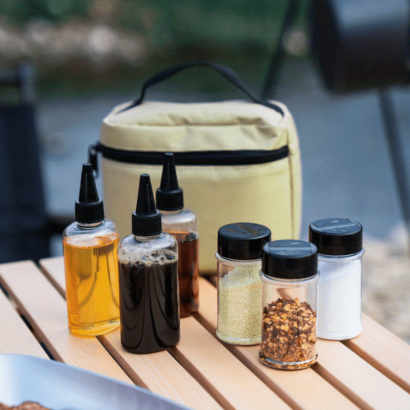 DZRZVD Camping Seasoning Jar Set,Outdoor Spice Kit,Portable Spice Condiment  Dispenser for Backpacking Hiking,Liquid Bottle 3pcs & Powder Bottle