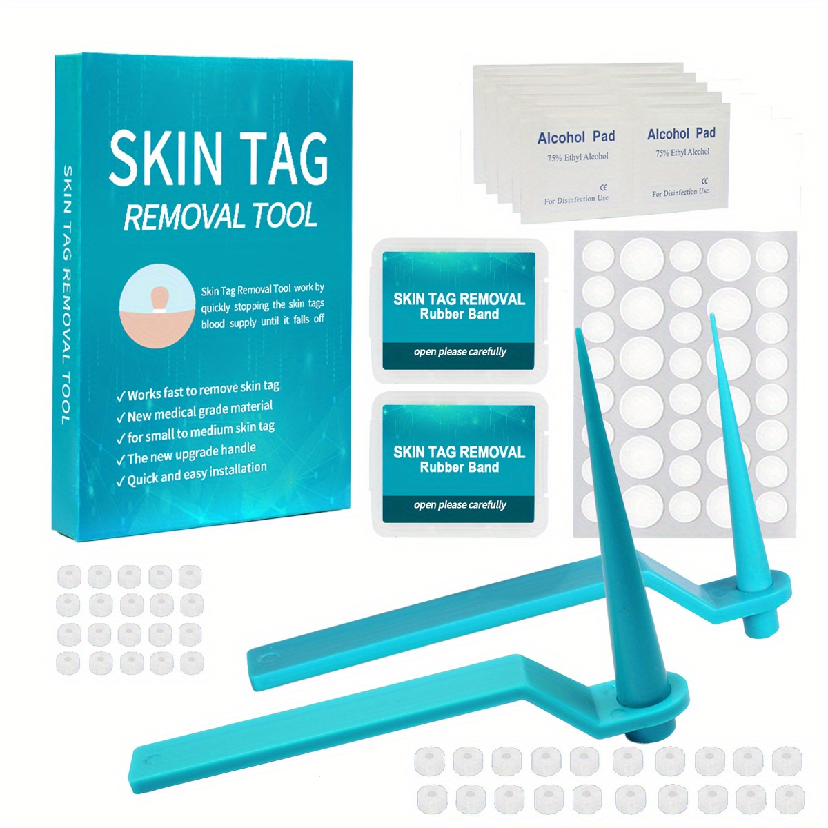 Micro Skin Tag Remover Tool Kit Rubber Bands for Wart Acne Skin Tags Removal  Kit