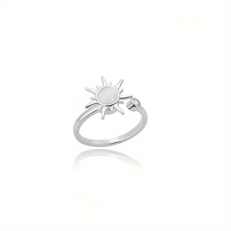 Women's Rotating Sun Opal Adjustable Ring, Stainless Steel