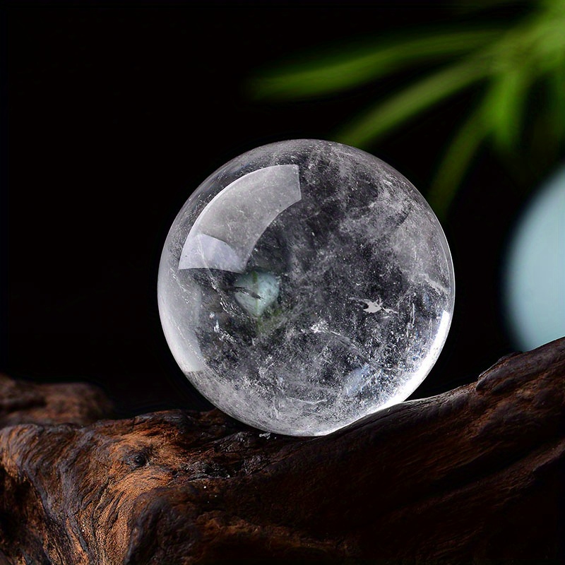 Image of 1pc 3cm Natural Crystal Ball Clear Quartz For Home Decoration Free Wooden Stand