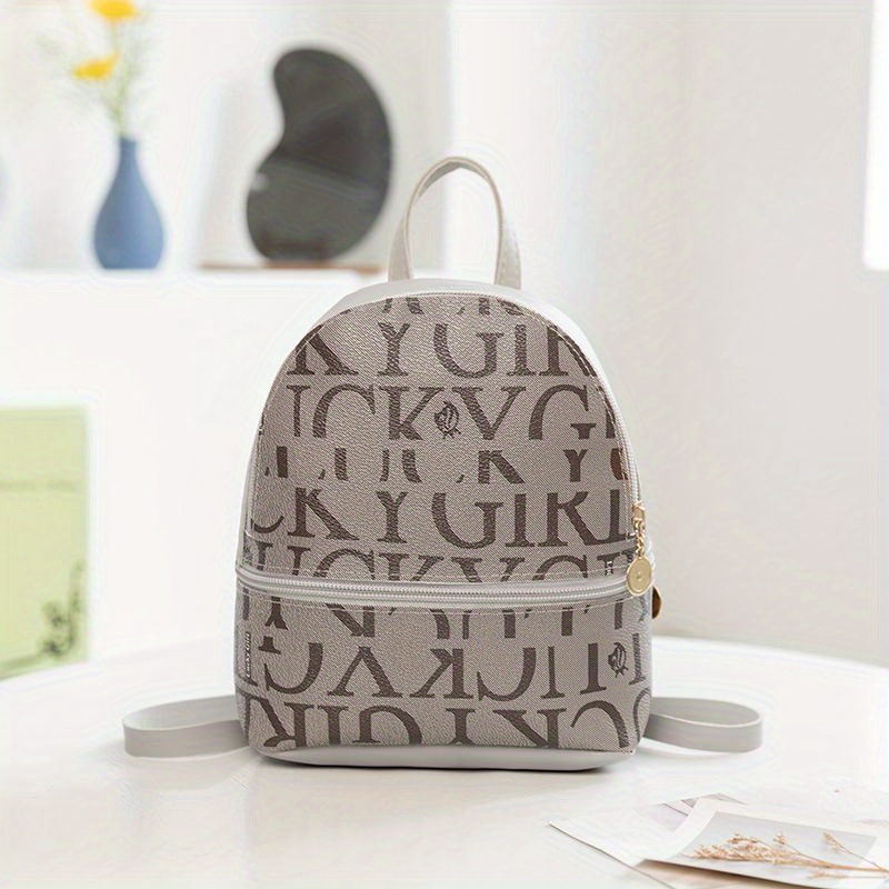 Women's Mini Backpack Trend Fashion PU Leather Hardware V Letter