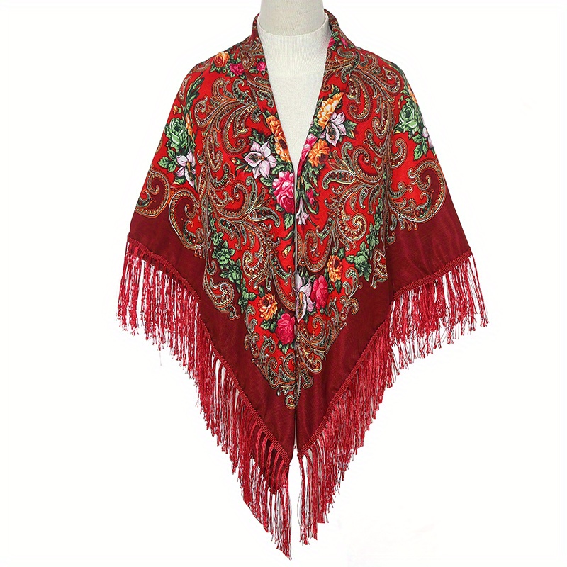 Bohemian Tassel Wrap Vintage Square Large Blanket Scarf