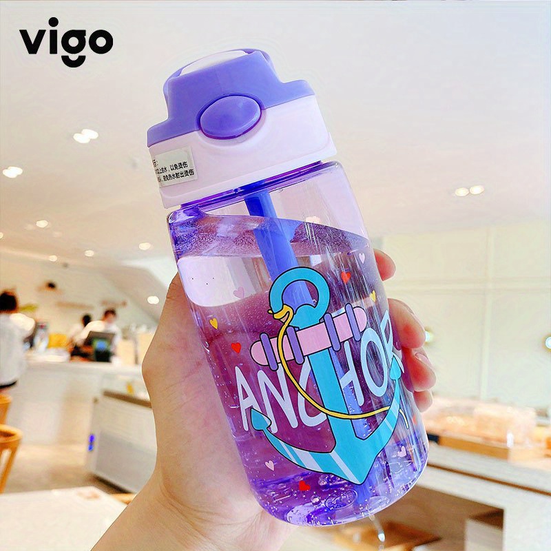 16.2oz 480ml Children Kids Water Bottle With Straw Plastic