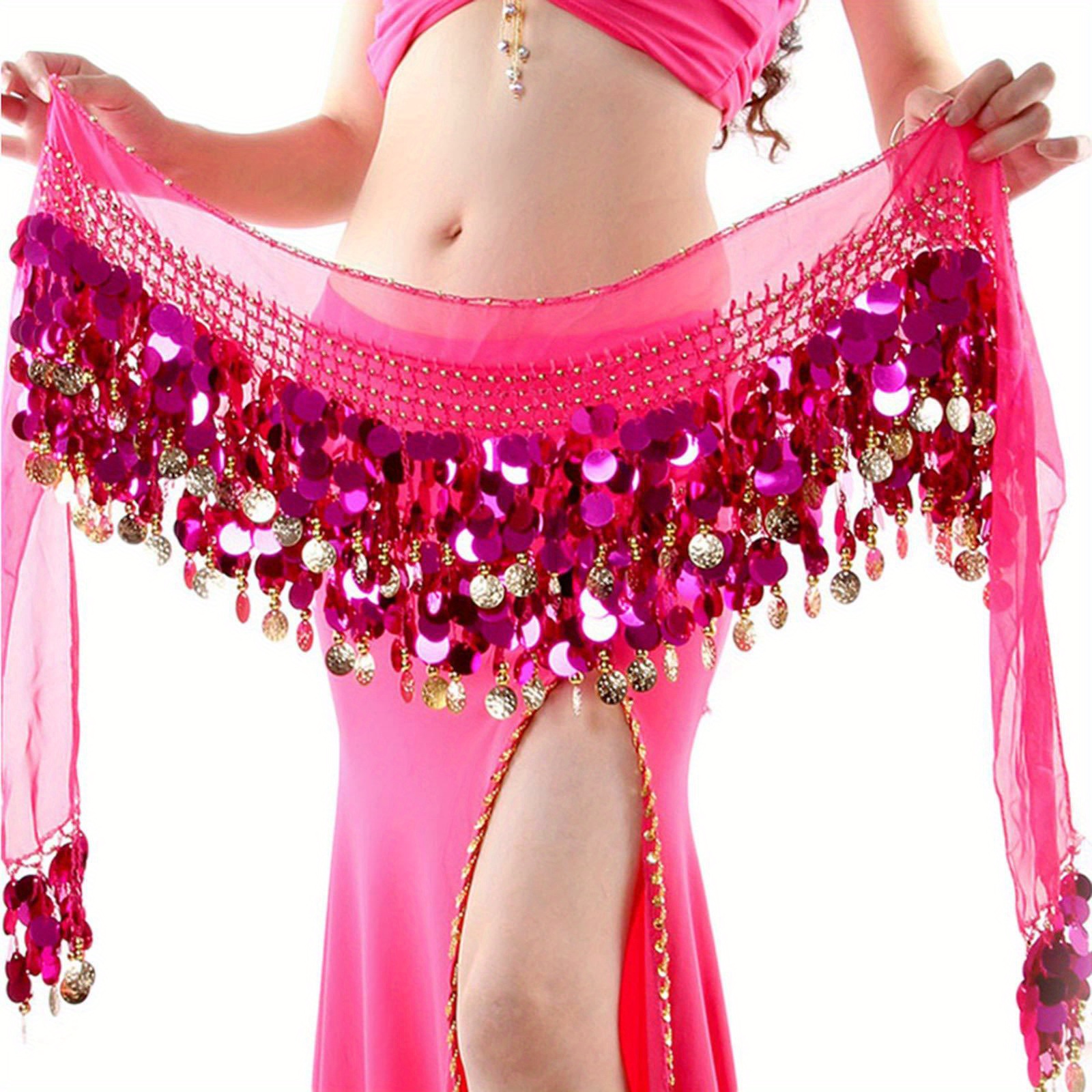 Wuchieal Cinturón de danza del vientre para mujer, cadena de cintura  colorida para danza del vientre, cinturón de bufanda de cadera